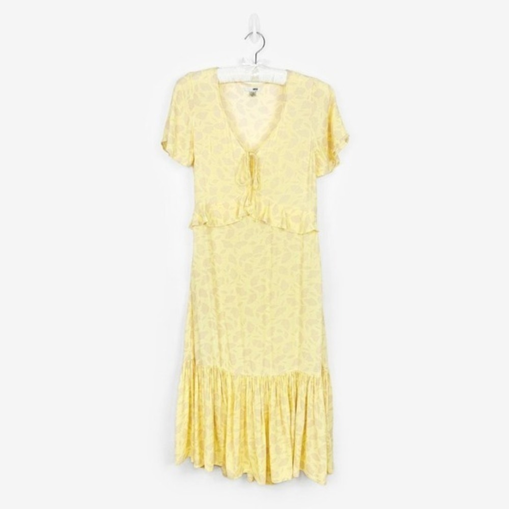 Amuse Society Scarlett Midi‎ Dress Size S Yellow Floral Boho Cottagecore Summer